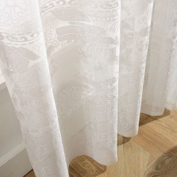 Cortinas Translúcidas De Jacquard Blanco Para Sala De Estar Y Dormitorio