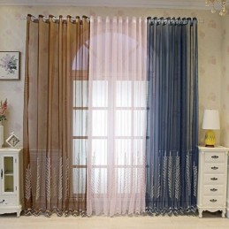 Cortinas Decorativas De Tul Con Bordado De Plantas Para Dormitorio