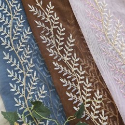 Cortinas Decorativas De Tul Con Bordado De Plantas Para Dormitorio