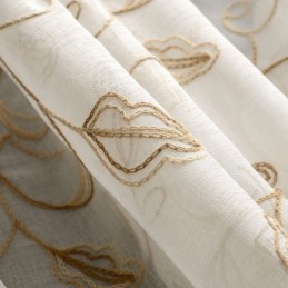 Cortina De Tul Con Hojas Bordadas, Hecha A Medida, Moderna, De Gasa Voile