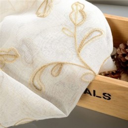 Cortina De Tul Con Hojas Bordadas, Hecha A Medida, Moderna, De Gasa Voile