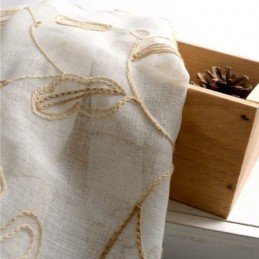 Cortina De Tul Con Hojas Bordadas, Hecha A Medida, Moderna, De Gasa Voile