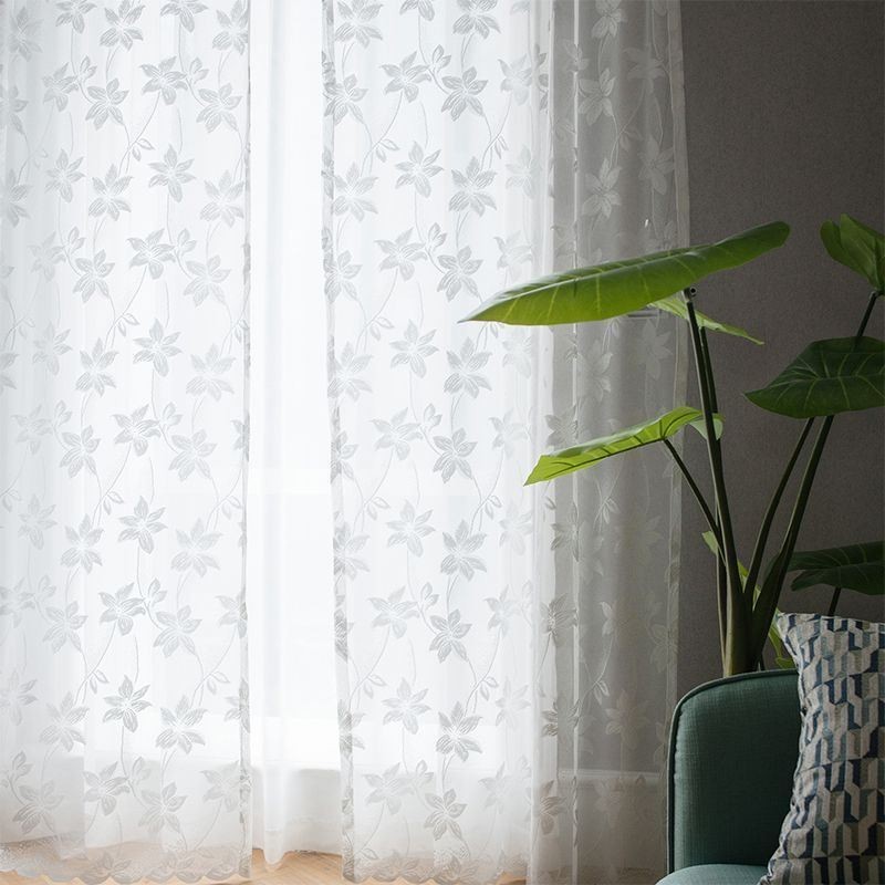 Cortinas De Tul Con Diseño Floral, Delicadas Cortinas Para Dormitorio Y Sala De Estar.