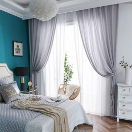 Cortinas De Tul Transparente De Lujo En Color Liso Para Sala De Estar Y Dormitorio