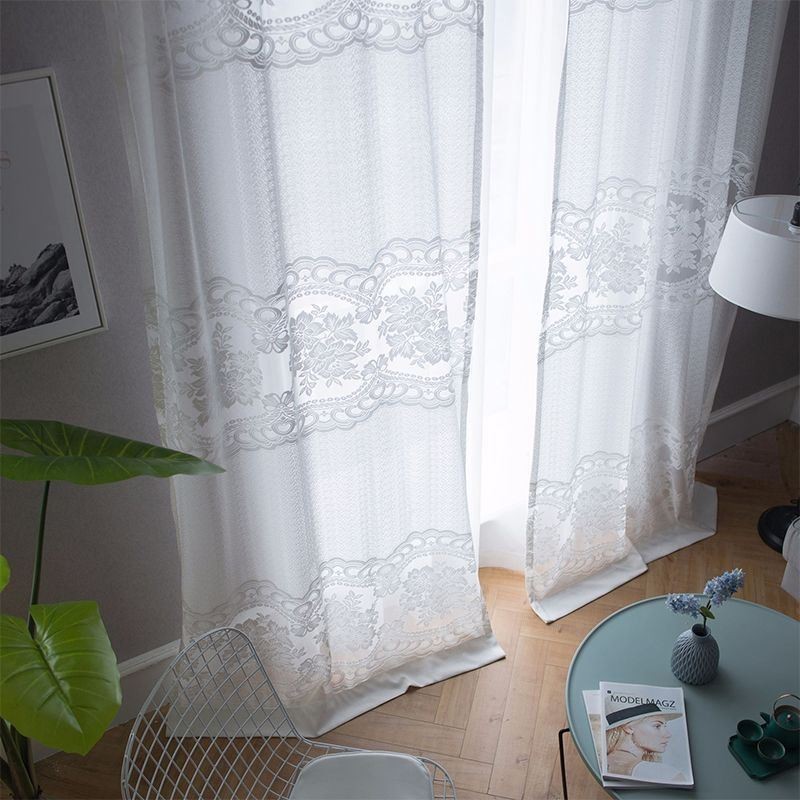 Cortina Floral Moderna Hecha A Medida, Cortina De Tul Transparente Para Ventana, Para Sala De Estar Y Dormitorio