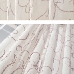Cortinas De Gasa Blanca Transparente Con Bordado De Enredadera Para Dormitorio