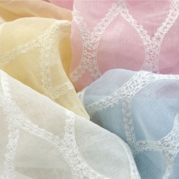 Cortina De Tul De Alta Calidad Con Bordado Geométrico Transparente Para Ventana De Lujo, Hecha A Medida