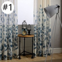 Cortina Con Estampado De Hojas, Hecha A Medida, De Tul Transparente Para Sala De Estar Y Dormitorio.