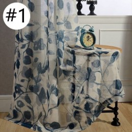 Cortina Con Estampado De Hojas, Hecha A Medida, De Tul Transparente Para Sala De Estar Y Dormitorio.