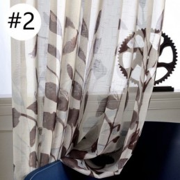 Cortina Con Estampado De Hojas, Hecha A Medida, De Tul Transparente Para Sala De Estar Y Dormitorio.