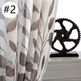 Cortina Con Estampado De Hojas, Hecha A Medida, De Tul Transparente Para Sala De Estar Y Dormitorio.
