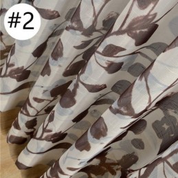 Cortina Con Estampado De Hojas, Hecha A Medida, De Tul Transparente Para Sala De Estar Y Dormitorio.