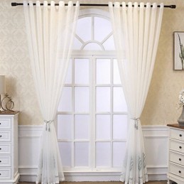 Cortinas Decorativas De Tul Con Hojas Bordadas Para Dormitorio