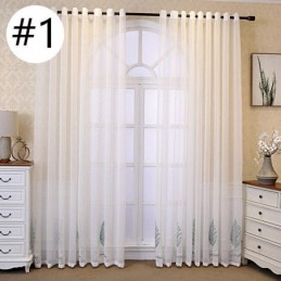 Cortinas Decorativas De Tul Con Hojas Bordadas Para Dormitorio