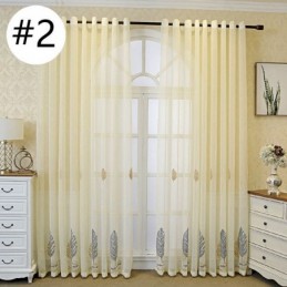 Cortinas Decorativas De Tul Con Hojas Bordadas Para Dormitorio