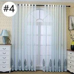 Cortinas Decorativas De Tul Con Hojas Bordadas Para Dormitorio