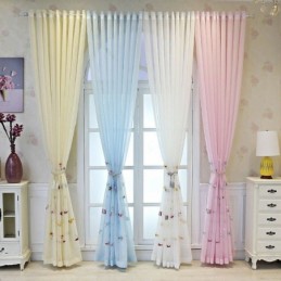 Cortina Transparente Decorativa Con Bordado De Peces Para Ventana, Hecha A Medida Para Sala De Estar