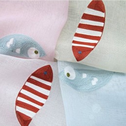 Cortina Transparente Decorativa Con Bordado De Peces Para Ventana, Hecha A Medida Para Sala De Estar