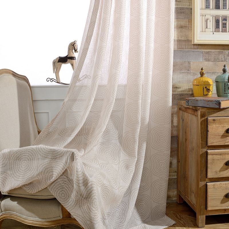 Cortinas Transparentes Con Estampado Circular Para Sala De Estar Y Dormitorio