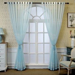 Cortina Transparente Bordada Con Estampado De Plantas Decorativas Para Ventana, Hecha A Medida Para Sala De Estar