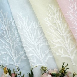 Cortina Transparente Bordada Con Estampado De Plantas Decorativas Para Ventana, Hecha A Medida Para Sala De Estar