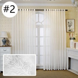 Cortina Transparente Bordada Con Estampado De Plantas Decorativas Para Ventana, Hecha A Medida Para Sala De Estar