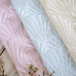 Cortina De Tul De Alta Calidad Bordada Con Diseño De Abanico Transparente Para Ventana De Lujo, Hecha A Medida