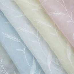 Cortinas Decorativas De Tul Con Bordado De Plantas Para Dormitorio