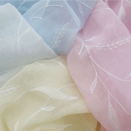 Cortinas Decorativas De Tul Con Bordado De Plantas Para Dormitorio