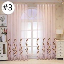 Cortina Transparente Decorativa Con Bordado De Hojas Para Ventana, Hecha A Medida Para Sala De Estar