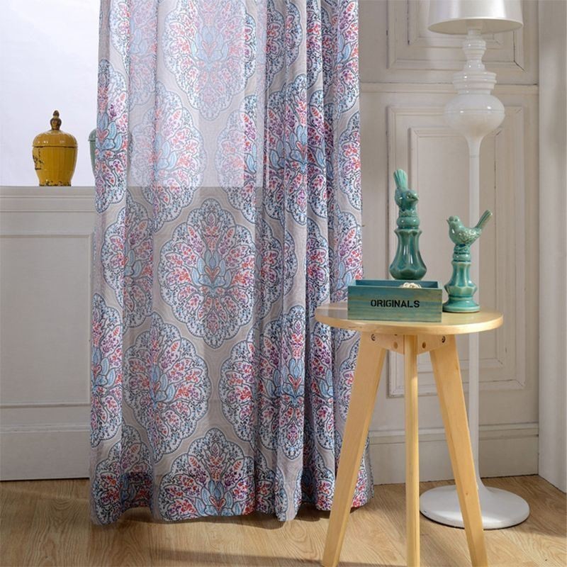 Cortinas De Tul Transparentes Con Estampado Floral Para Sala De Estar