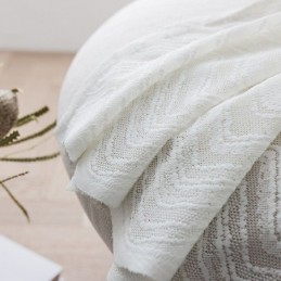 Cortina Bordada Blanca Con Diseño De Ondas Geométricas Modernas Para Ventana De Balcón, Hecha A Medida