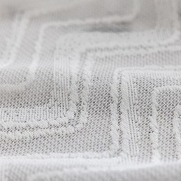 Cortina Bordada Blanca Con Diseño De Ondas Geométricas Modernas Para Ventana De Balcón, Hecha A Medida