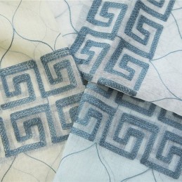 Cortina De Tul De Alta Calidad Con Bordado Geométrico Transparente Para Ventana De Lujo, Hecha A Medida