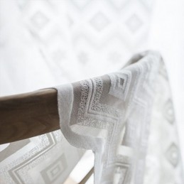 Cortinas Blancas Transparentes Con Diseño De Diamantes Para Sala De Estar Y Dormitorio.