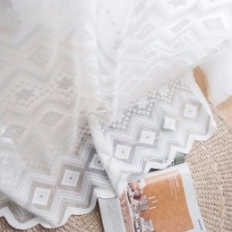 Cortinas Blancas Transparentes Con Diseño De Diamantes Para Sala De Estar Y Dormitorio.