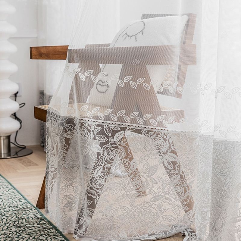 Cortina De Tul Con Diseño Floral Moderno, Hecha A Medida, Para Sala De Estar Y Dormitorio.