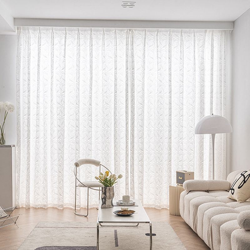 Cortinas De Gasa Blanca Transparente Con Bordados Para Dormitorio