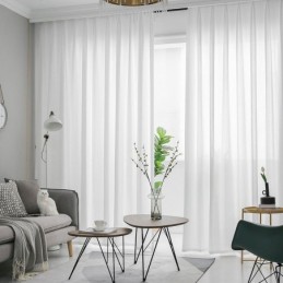 Cortinas Blancas Transparentes Con Paneles Plisados Y Arrugados Para Ventanas