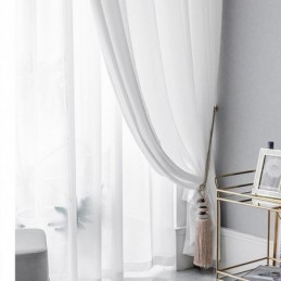 Cortinas Blancas Transparentes Con Paneles Plisados Y Arrugados Para Ventanas