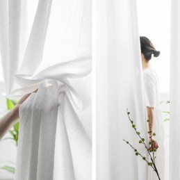 Cortinas Blancas Transparentes Con Paneles Plisados Y Arrugados Para Ventanas