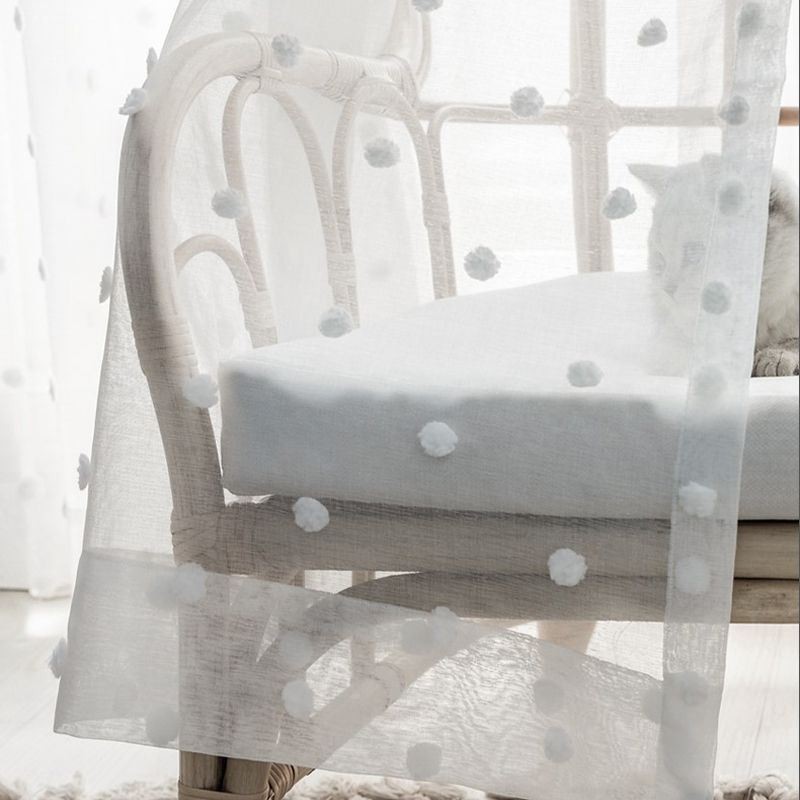 Cortina Transparente Con Relieve Nórdico, Hecha A Medida, De Tul Blanco, Para Sala De Estar Y Dormitorio