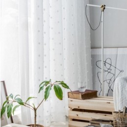 Cortina Transparente Con Relieve Nórdico, Hecha A Medida, De Tul Blanco, Para Sala De Estar Y Dormitorio