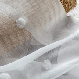 Cortina Transparente Con Relieve Nórdico, Hecha A Medida, De Tul Blanco, Para Sala De Estar Y Dormitorio