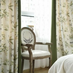 Cortinas De Algodón Y Lino Con Estampado Floral Y Costuras De Plantas Para Sala De Estar