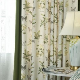 Cortinas De Algodón Y Lino Con Estampado Floral Y Costuras De Plantas Para Sala De Estar