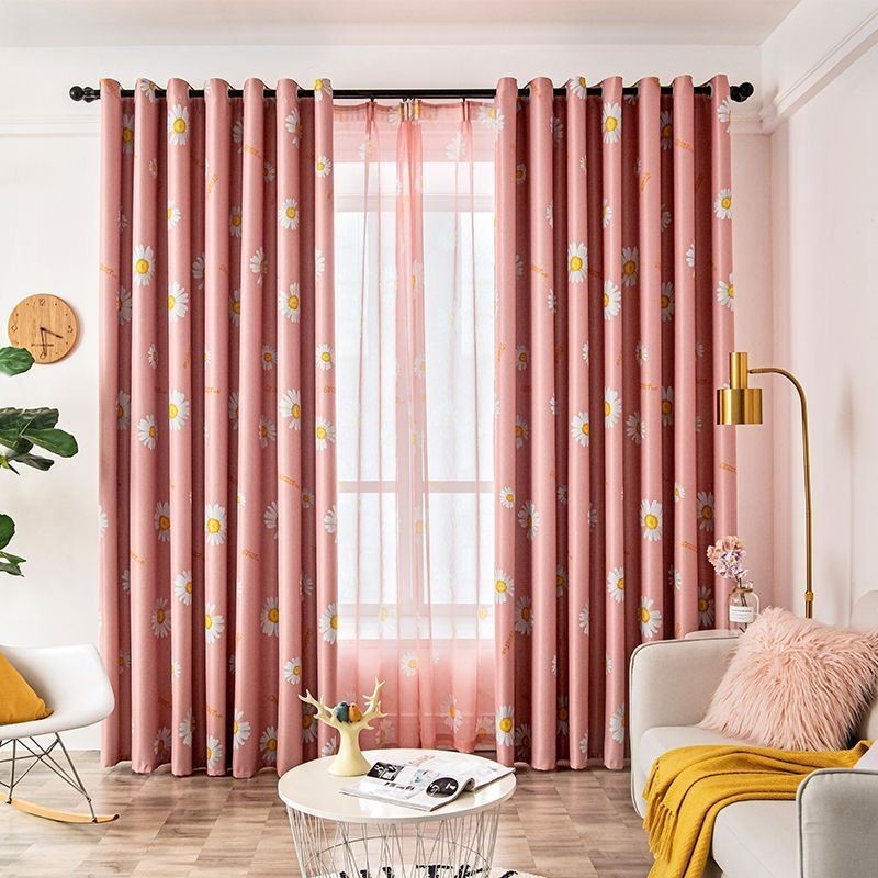 Cortina Opaca Hecha A Medida Con Estampado De Flores Americanas