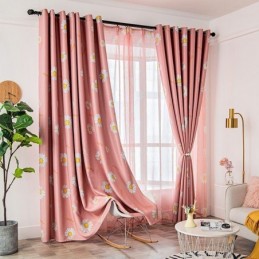 Cortina Opaca Hecha A Medida Con Estampado De Flores Americanas