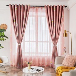 Cortina Opaca Hecha A Medida Con Estampado De Flores Americanas