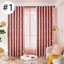 Cortina Opaca Hecha A Medida Con Estampado De Flores Americanas